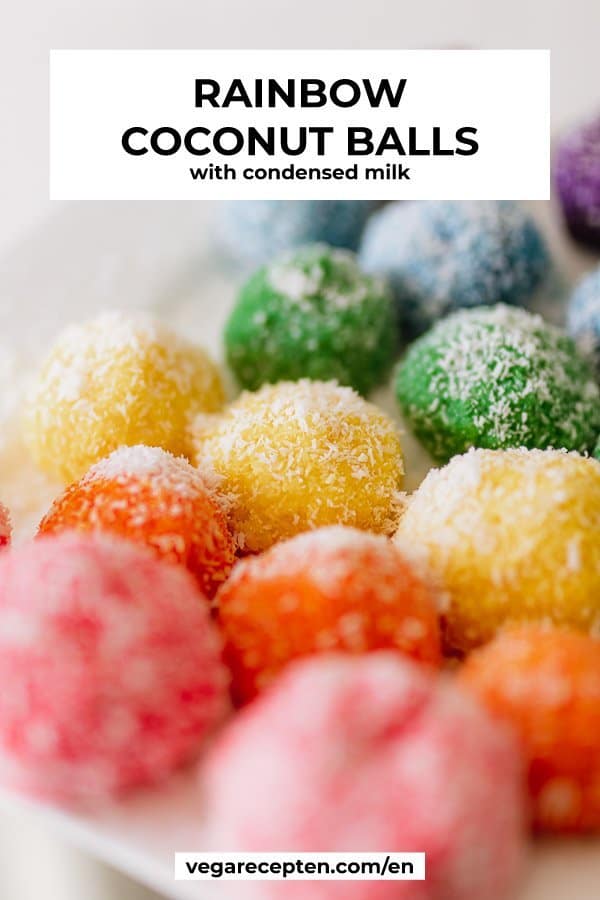 Rainbow coconut balls with condensed milk