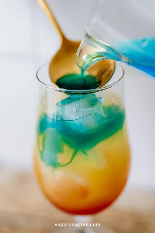 Tropical cocktail with blue curacao