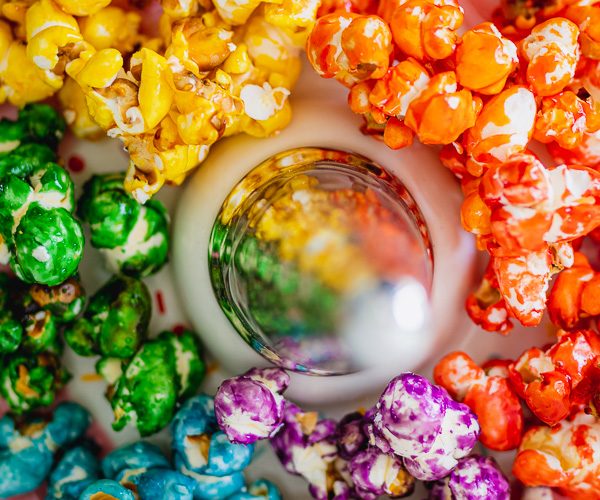 Regenboog zoete popcorn maken Vega Recepten