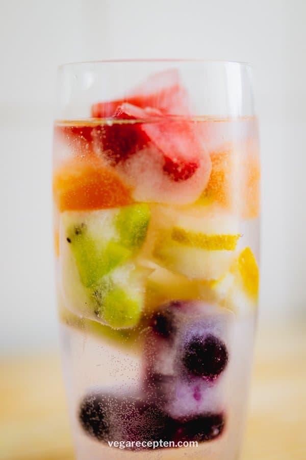 Ice cubes fruit water