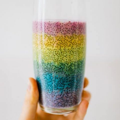Regenboog chia pudding maken