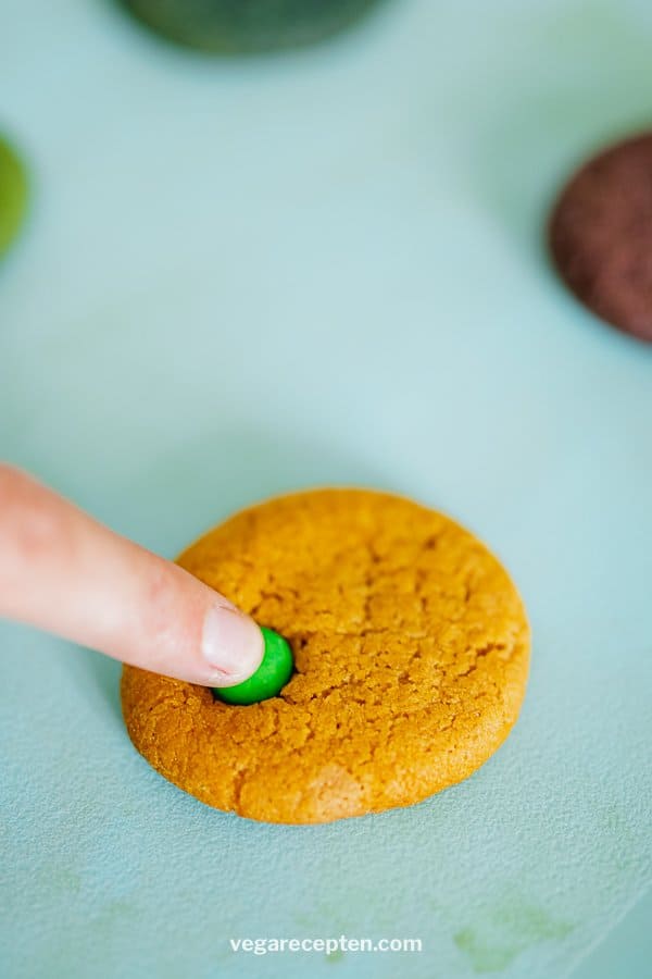 Regenboog chocolate chips cookies met m&ms