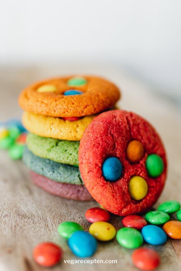 Regenboog chocolate chip cookies recept Vega Recepten