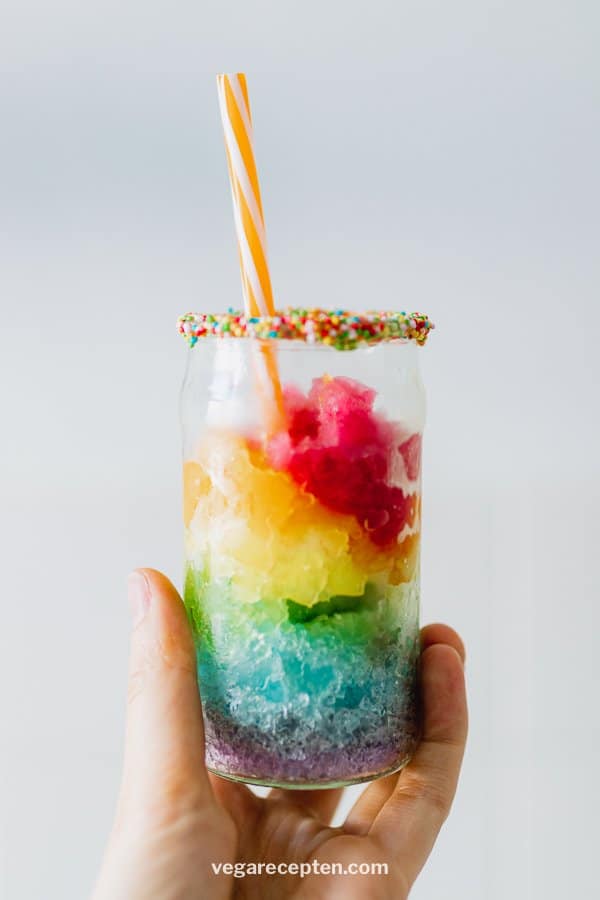 Rainbow slushie cocktail